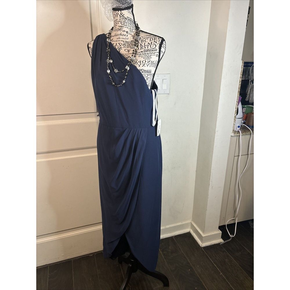 Davids Bridal Marine Blue Dress Size 12 One Shoulder Bridesmaid  Formal  New/Tag
